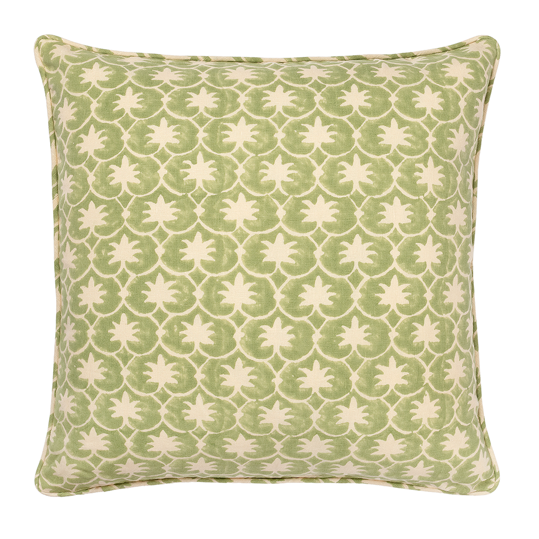 Olive Inverse Palm Grove Square Cushion