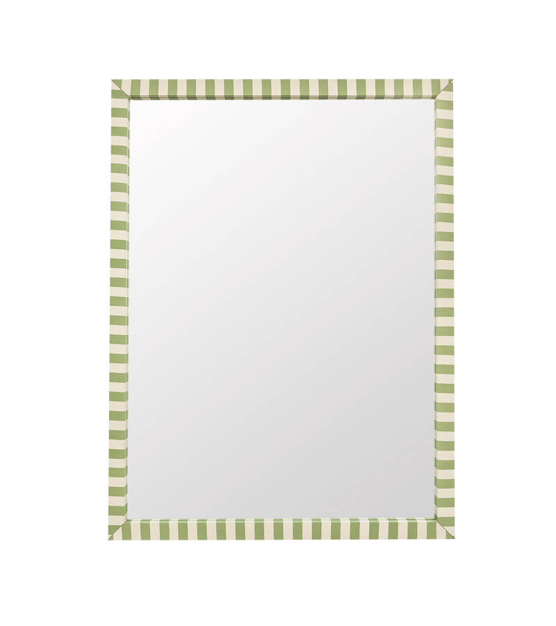 Olive Striped Fabric Mirror