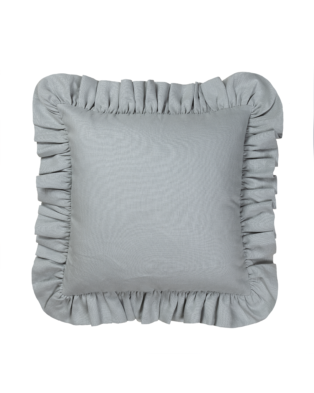 Pale Blue Linen Frilly Cushion
