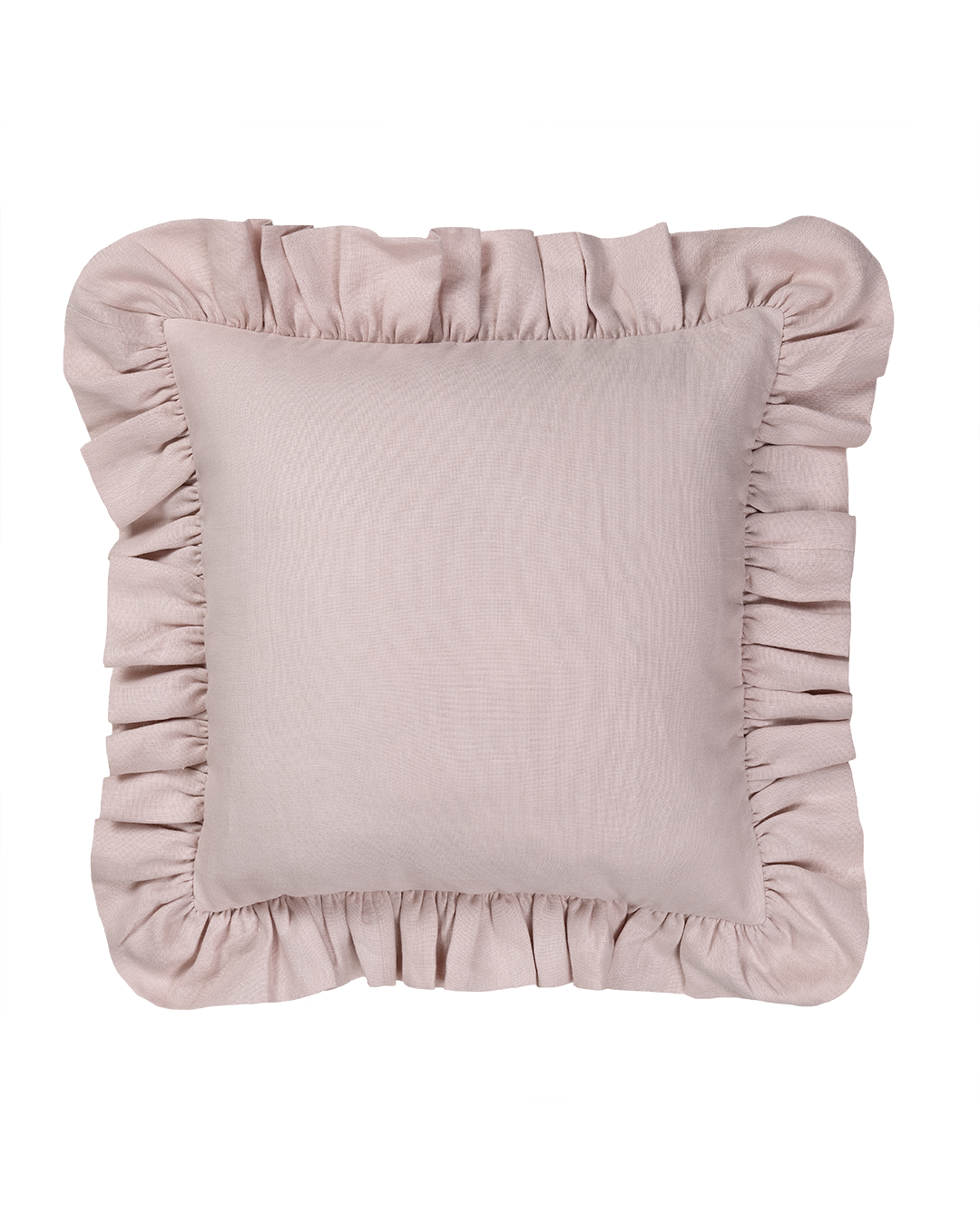 Pale Pink Linen Frilly Cushion