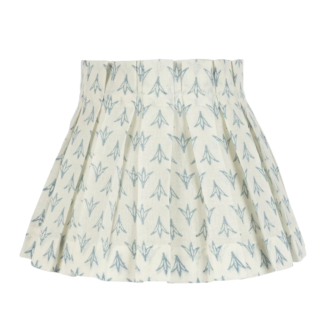 SAMPLE SALE - 10 inch Petrol Papaya Linen Structured Box Pleat Lampshade (milky base)
