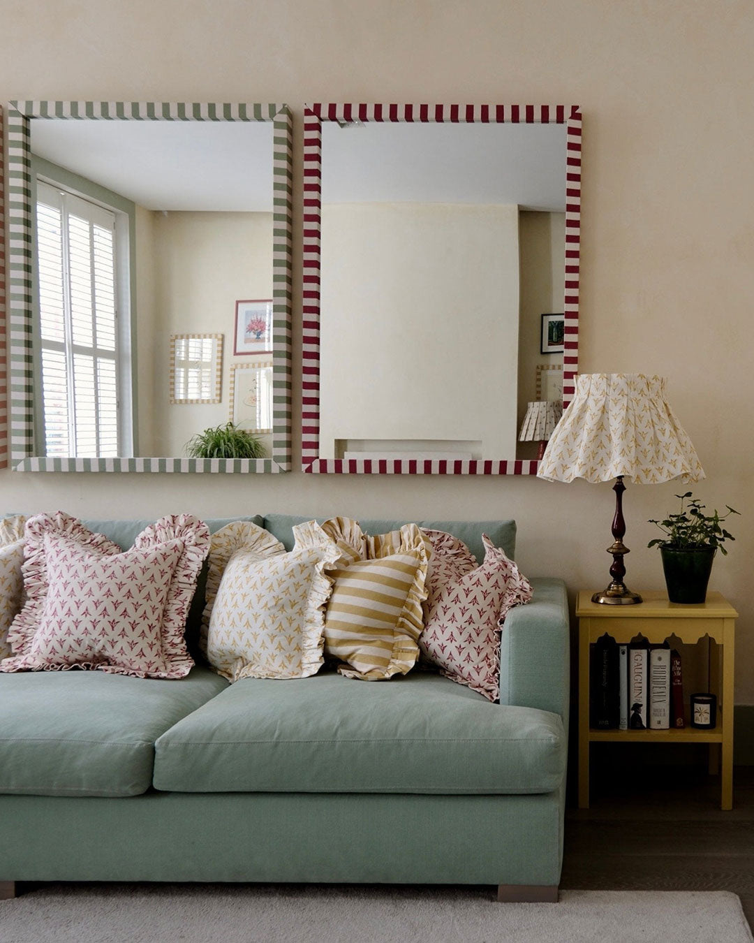 Tangier Red Stripe Fabric Mirror