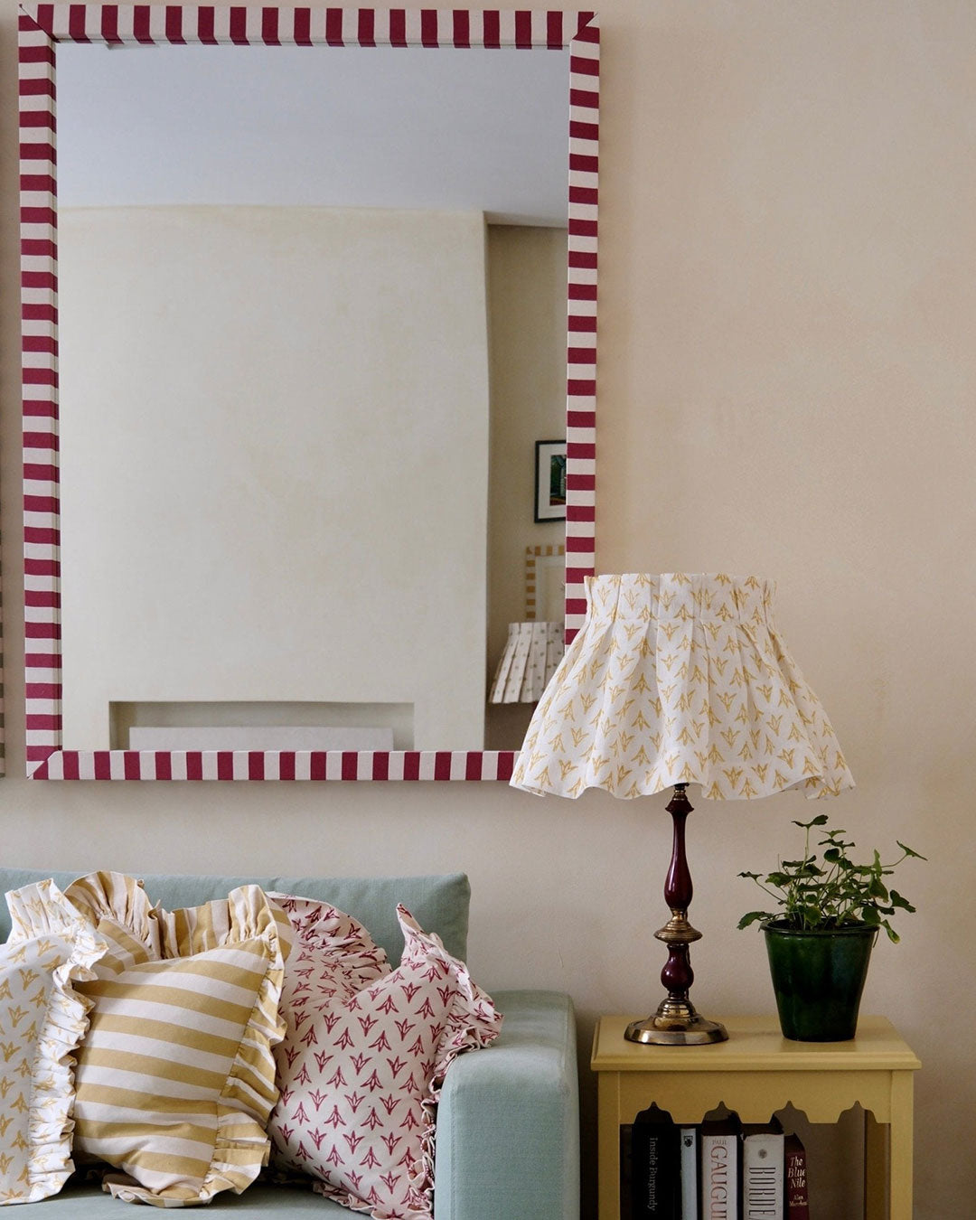 Tangier Red Stripe Fabric Mirror
