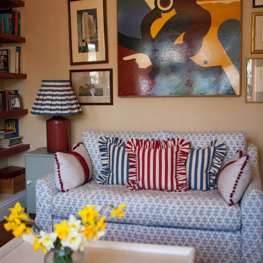 Tangier Red Stripe Frilly Cushion