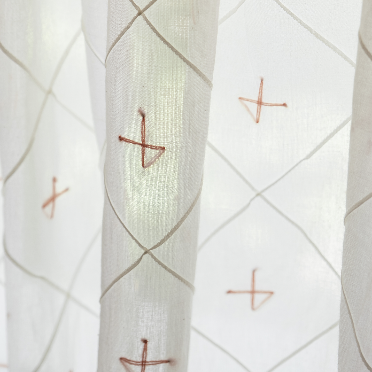 Embroidered Red Cross Cafe Curtain