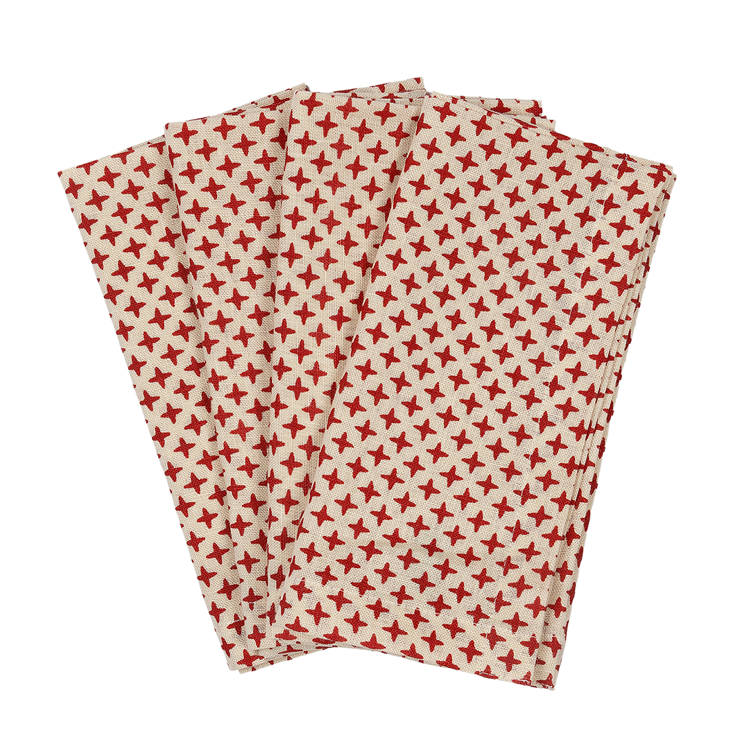 Red Fez Cross Linen Napkins (set of 4)