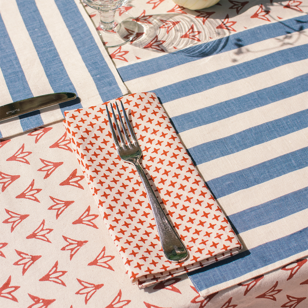 Red Fez Cross Linen Napkins (set of 4)