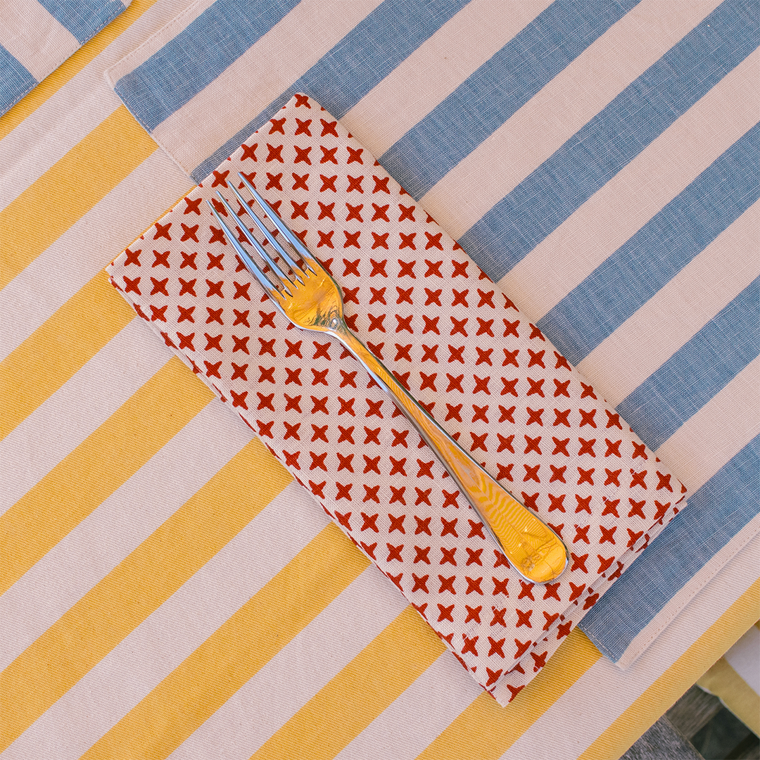 Red Fez Cross Linen Napkins (set of 4)