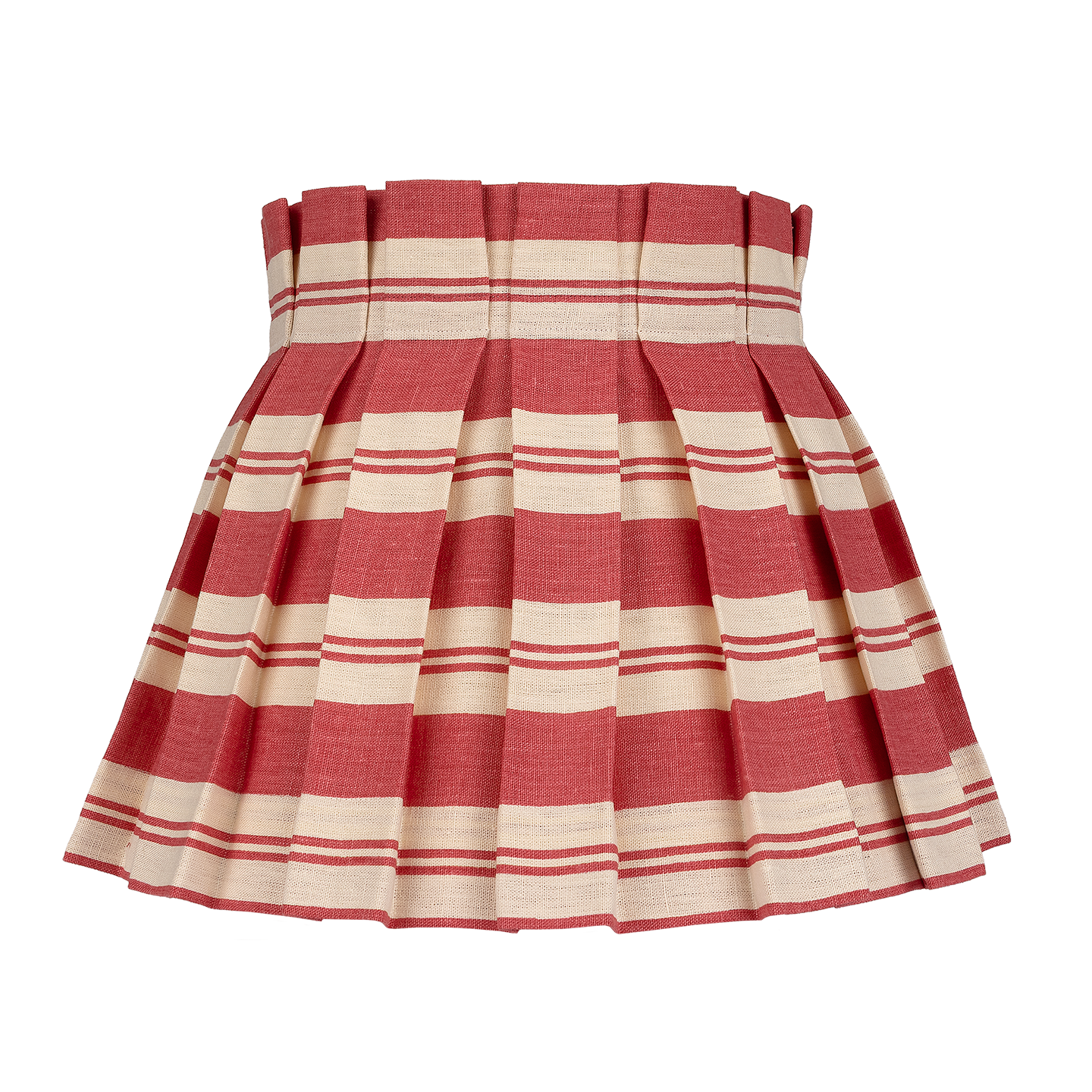 Raj Red Stripe Linen Structured Box Pleat Lampshade