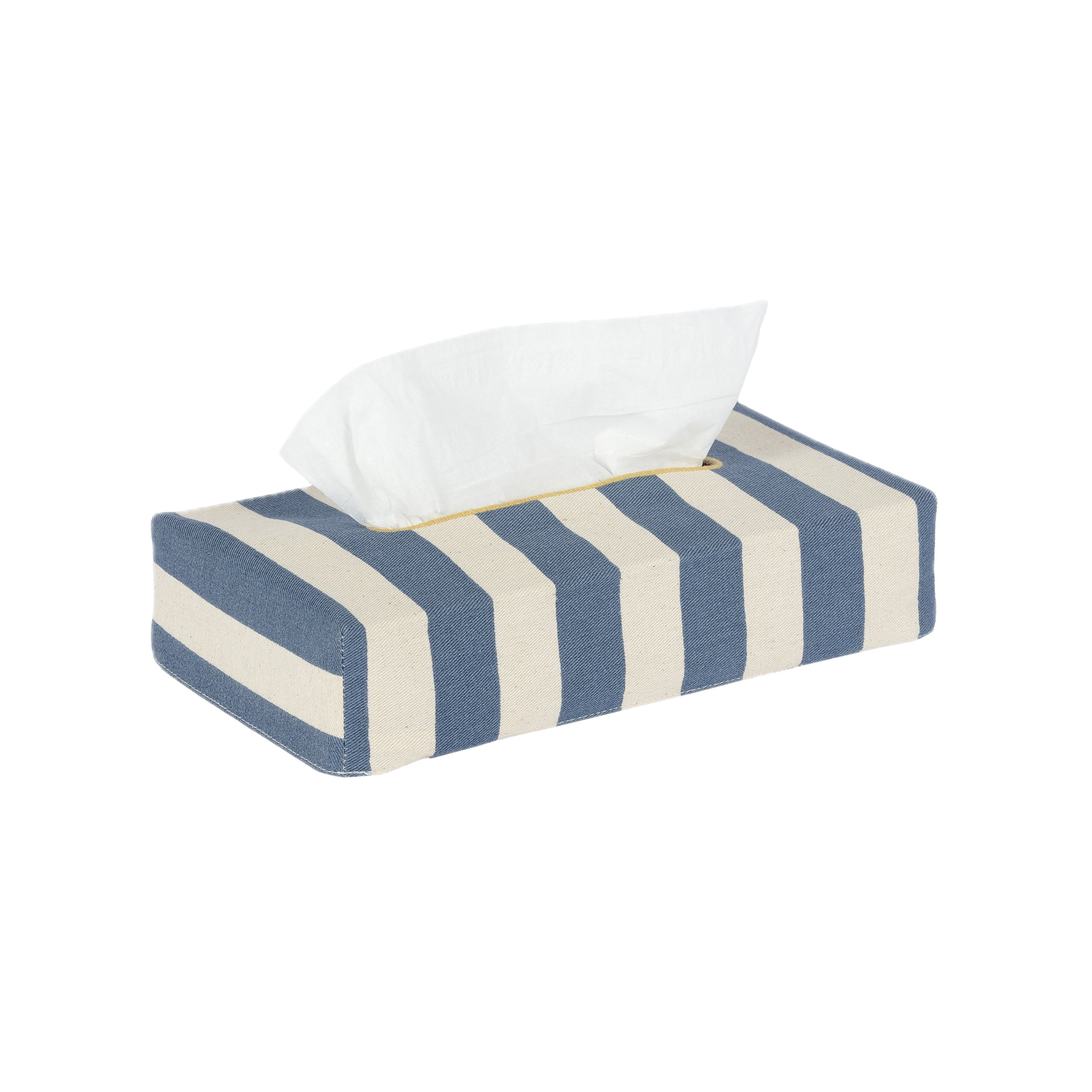 Skinny Tangier Stripe Cotton Tissue Box Cover - Denim