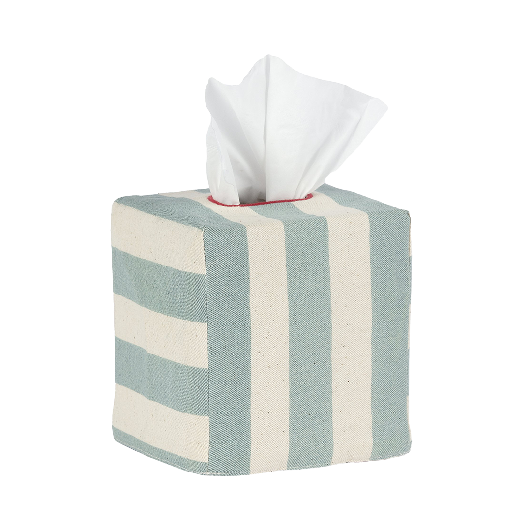 Square Tangier Stripe Cotton Tissue Box Cover - Iceberg