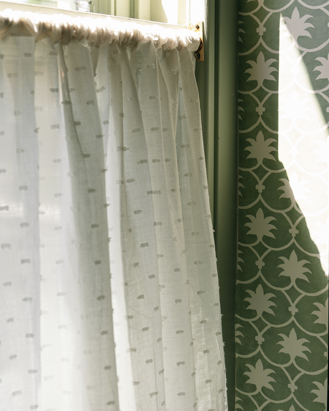 Cream Swiss Dot Cafe Curtain