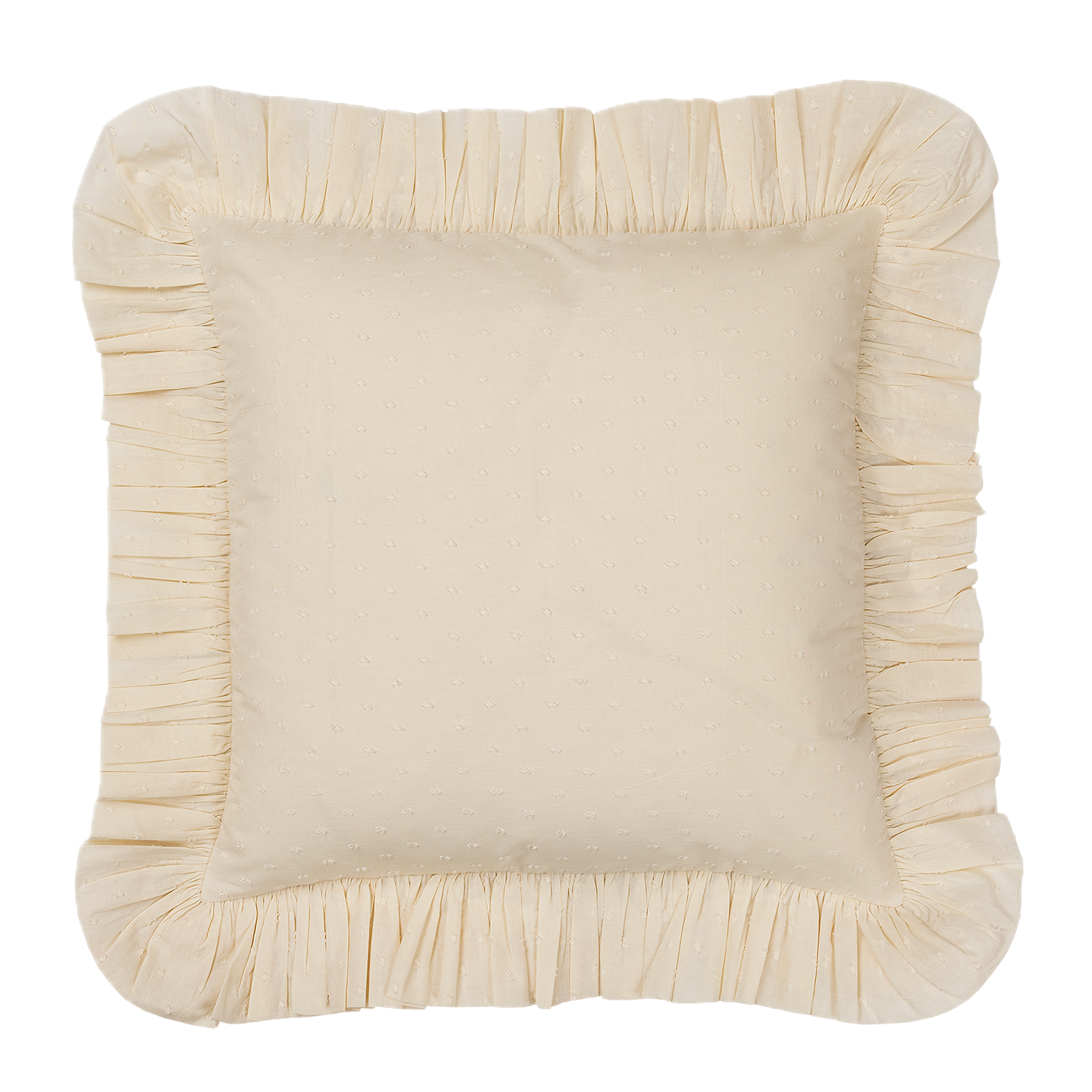 Cream Swiss Dot Frilly Cushion