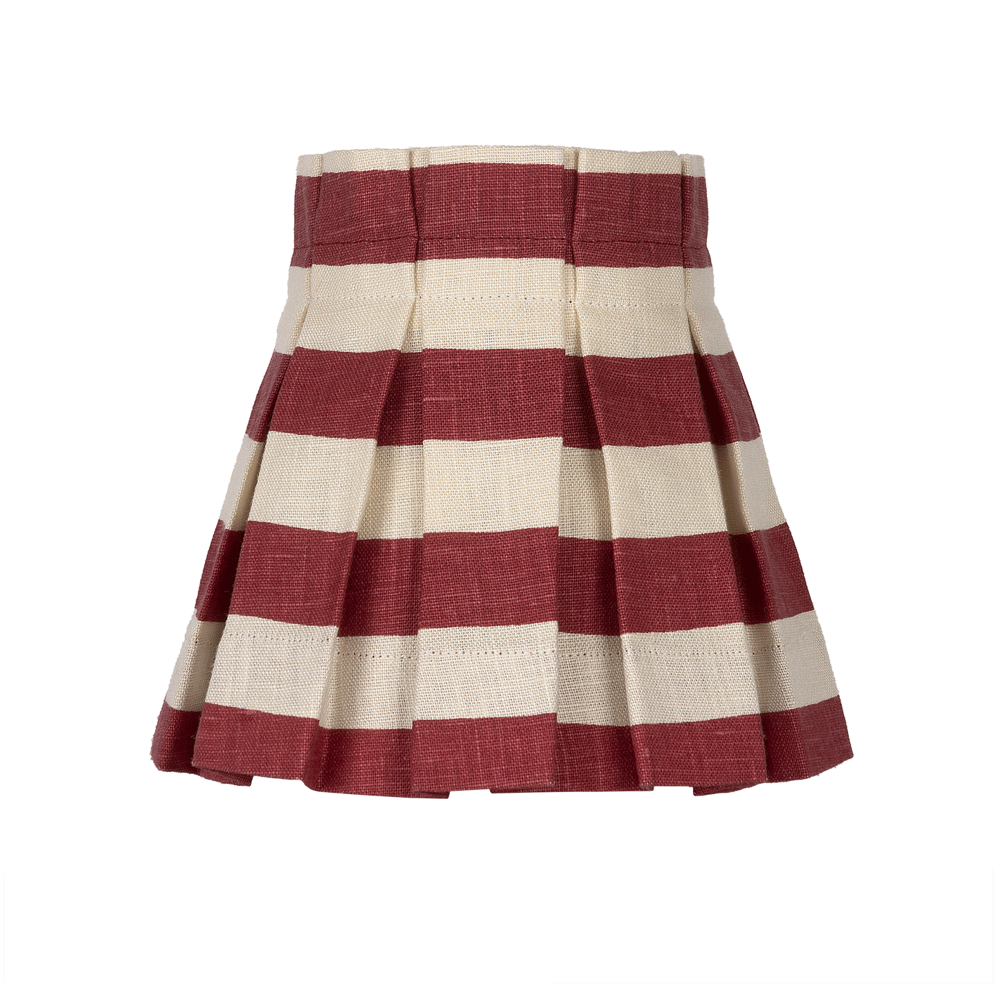 6" Tangier Red Stripe Linen Structured Box Pleat Lampshade