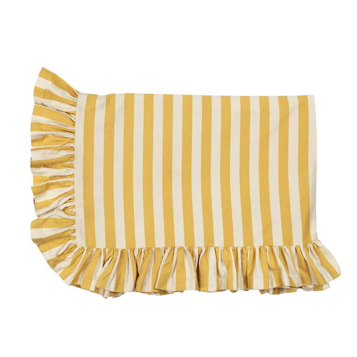 Tangier Mustard Stripe Ruffle Tablecloth