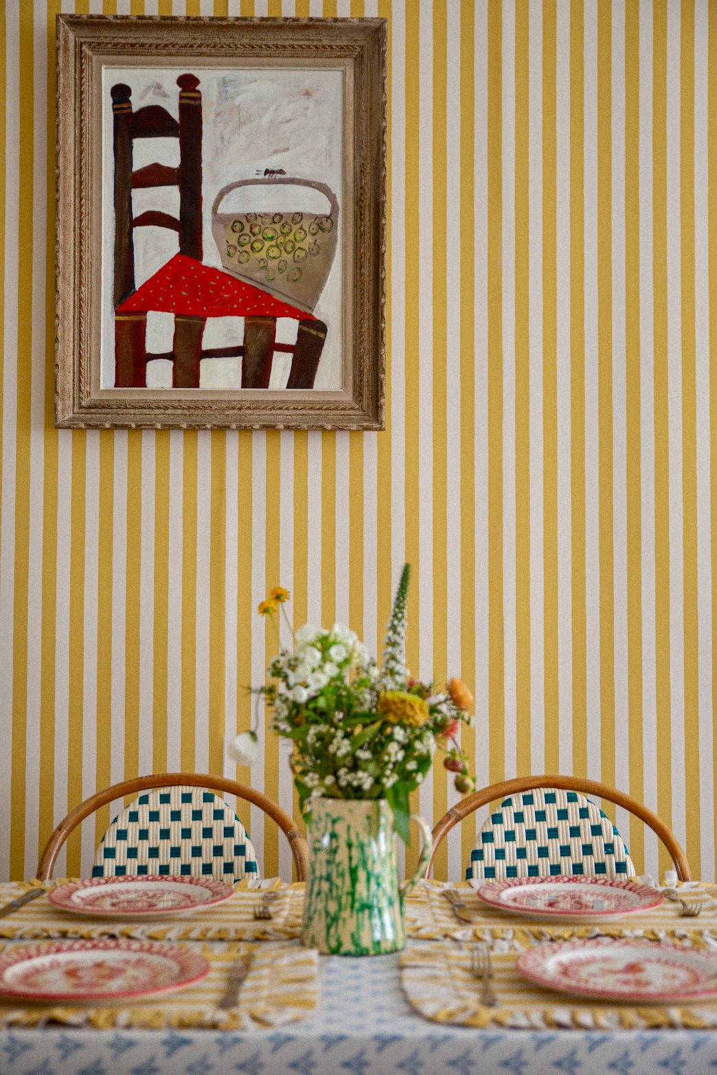 Tangier Mustard Stripe Wallpaper - Alice Palmer & Co