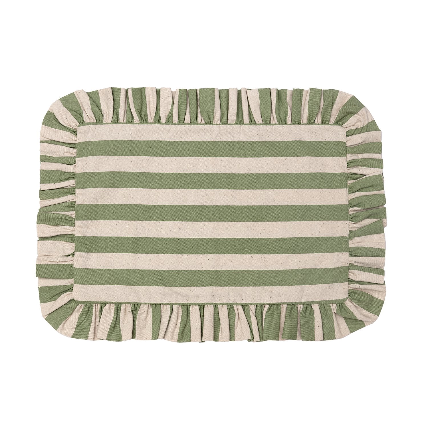 Tangier Olive Stripe Frilly Placemat - Set of Two - Alice Palmer & Co