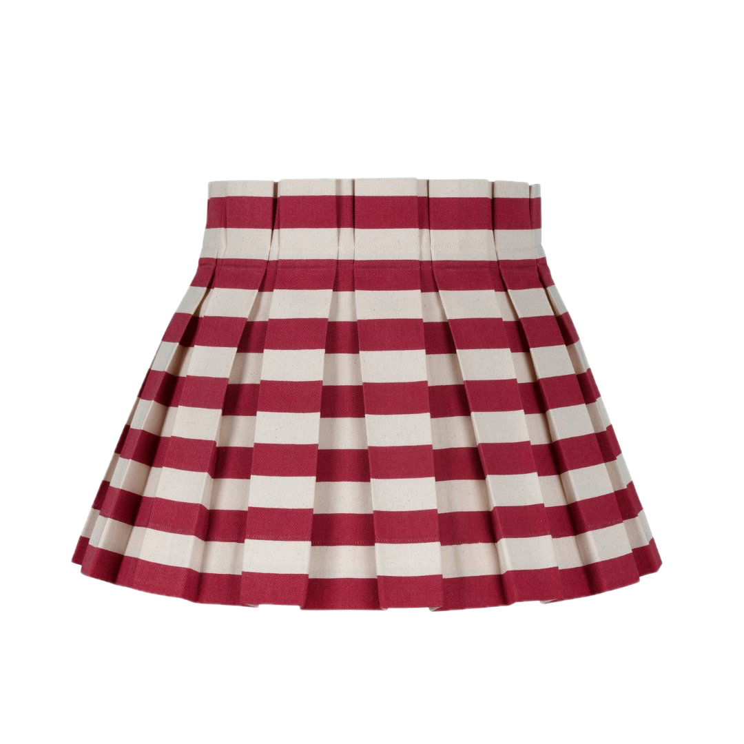 SAMPLE SALE Tangier Red Stripe Cotton Box Pleat Lampshade