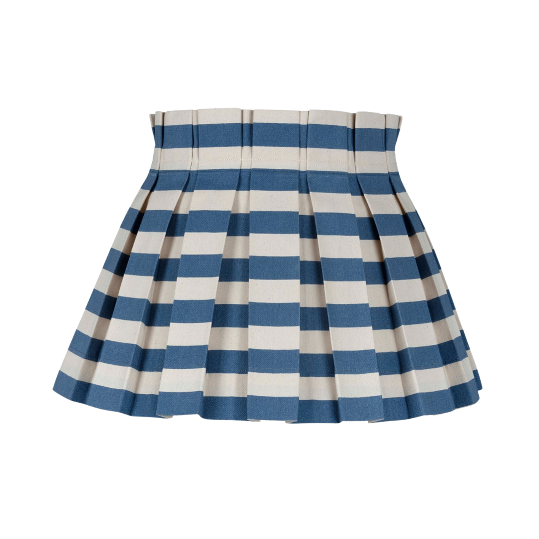 SAMPLE SALE Tangier Denim Stripe Cotton Box Pleat Lampshade