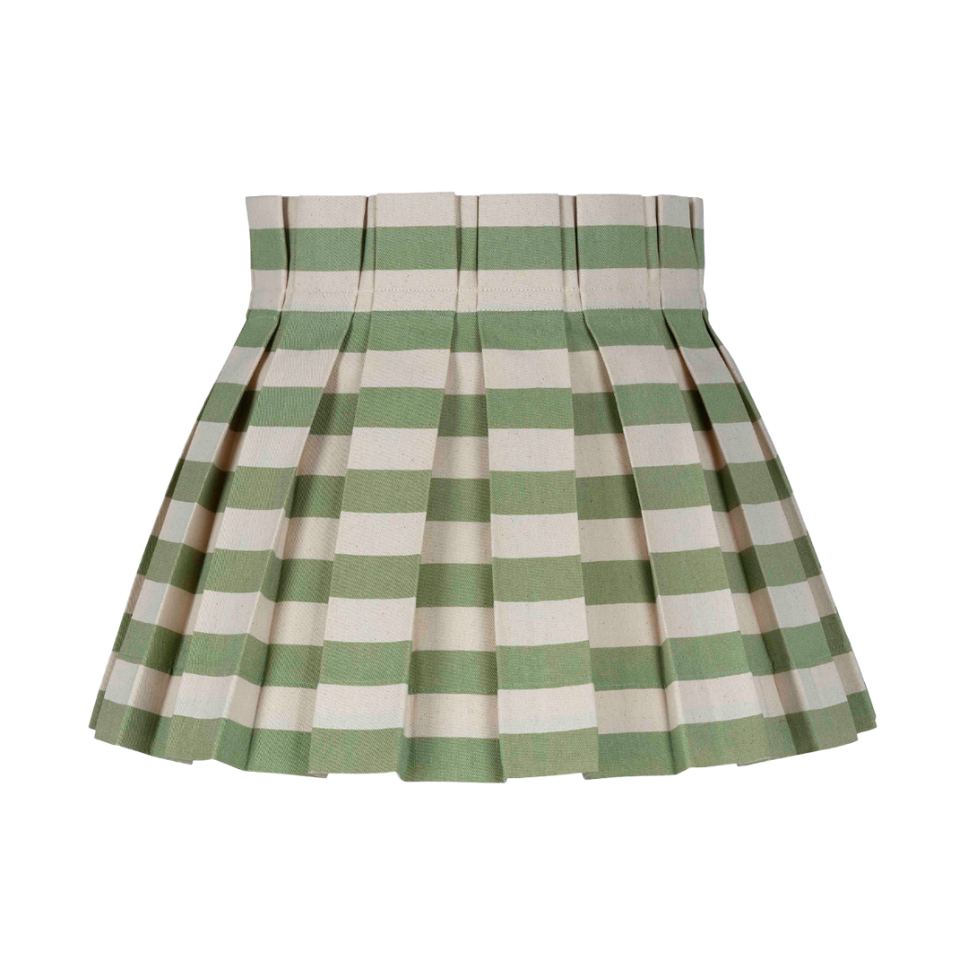 SAMPLE SALE Tangier Olive Stripe Cotton Box Pleat Lampshade