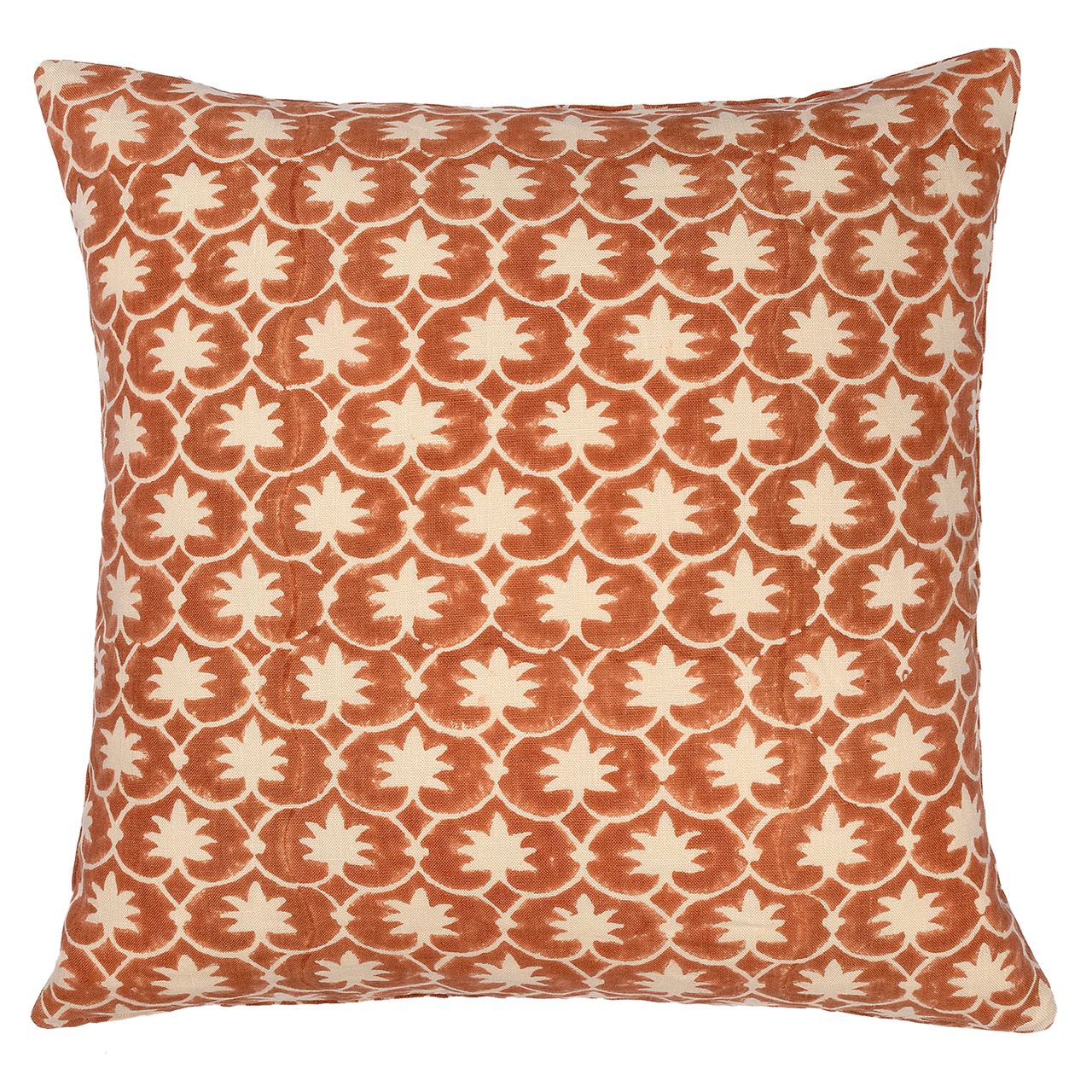 Terracotta Inverse Palm Grove Square Cushion