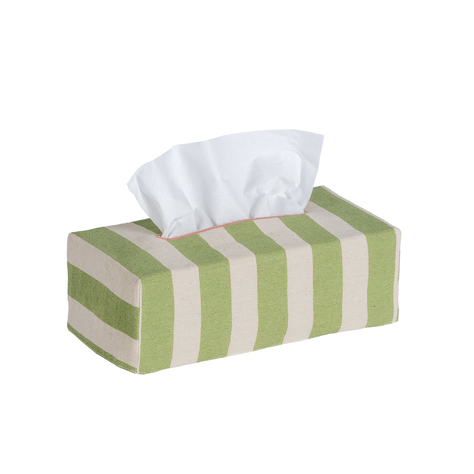 The OG Tangier Stripe Cotton Tissue Box Cover - Olive
