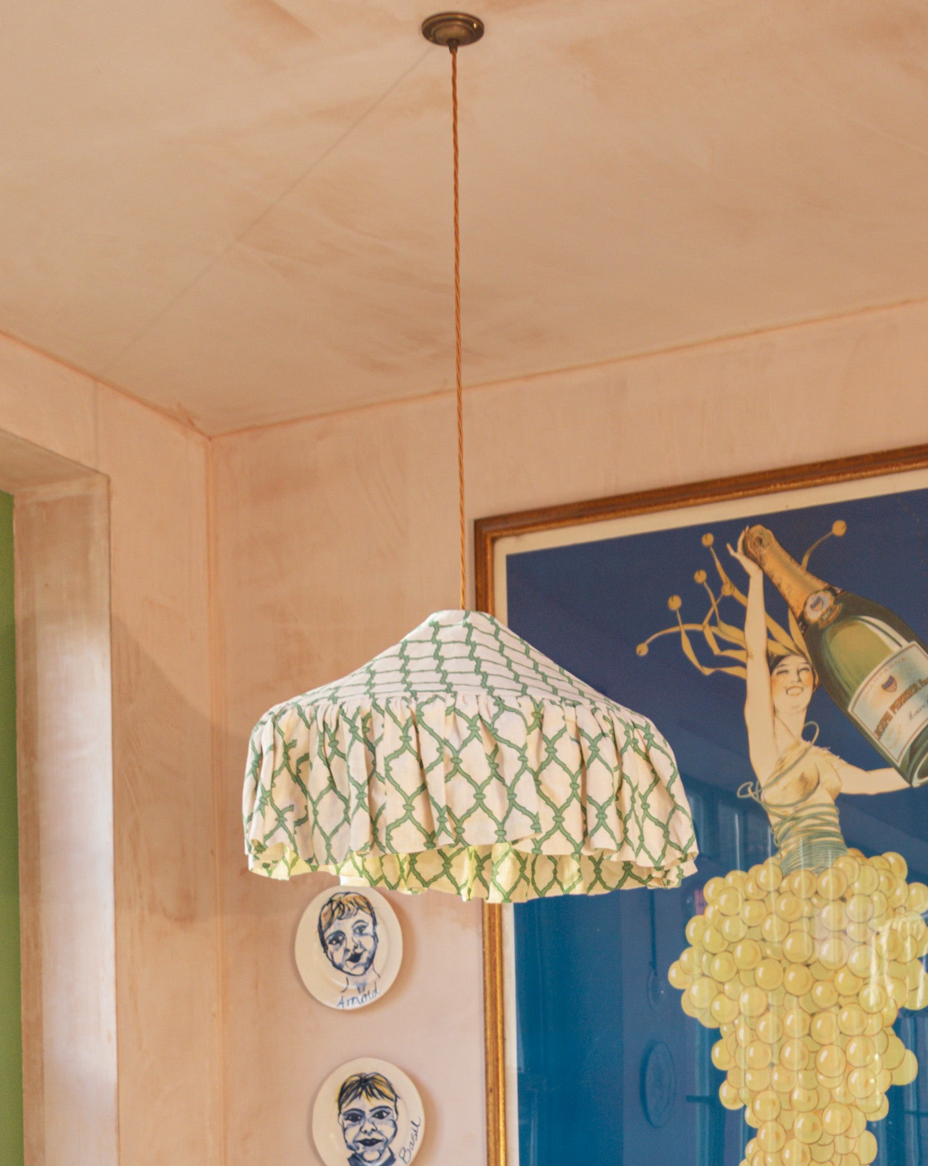 Trellis Linen Pantry Lampshade - Garden