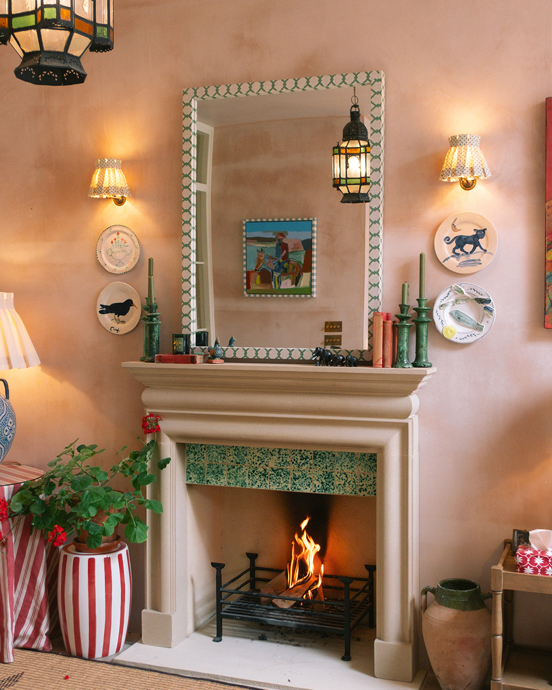 Trellis Garden Linen Fabric Mirror