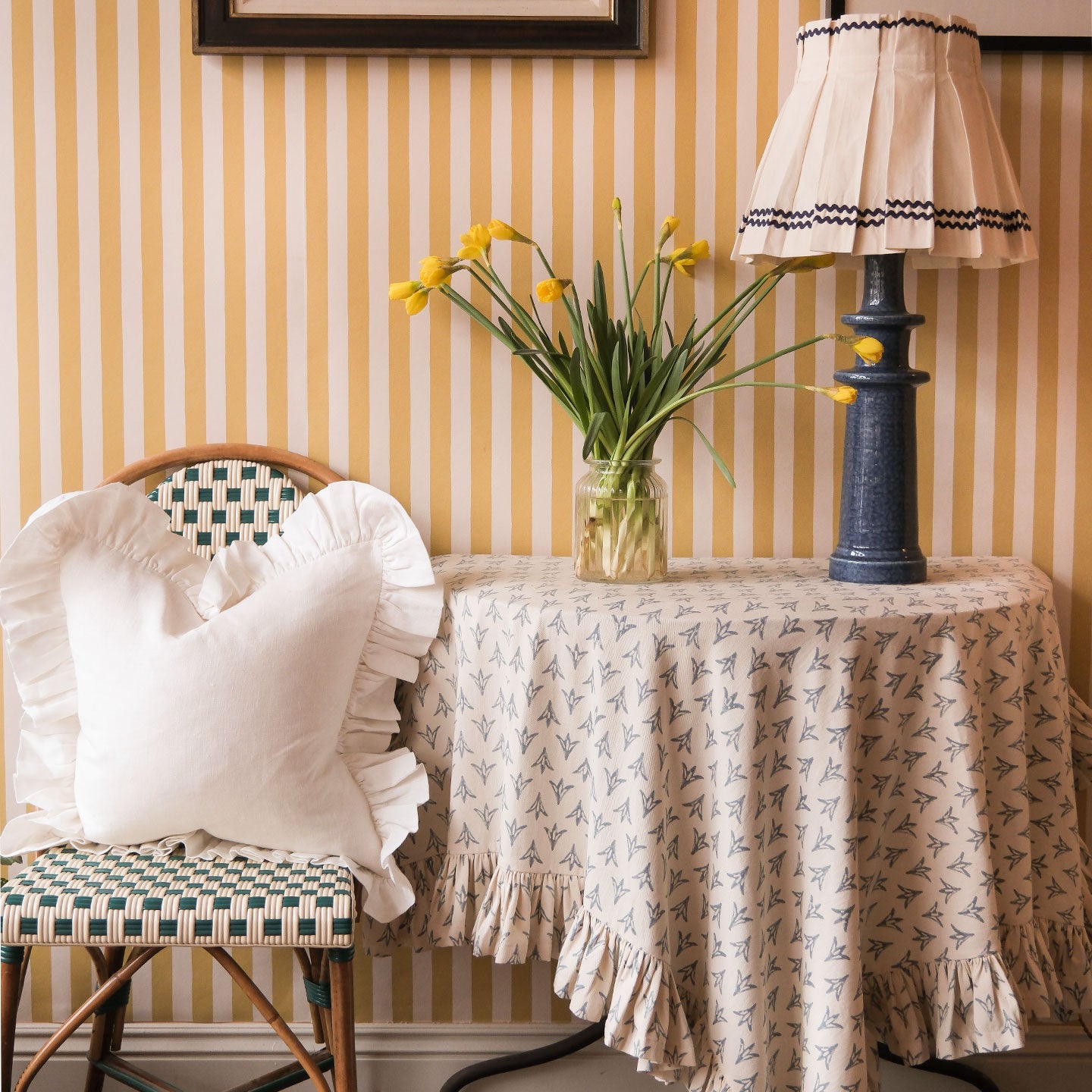 White Linen Frilly Cushion