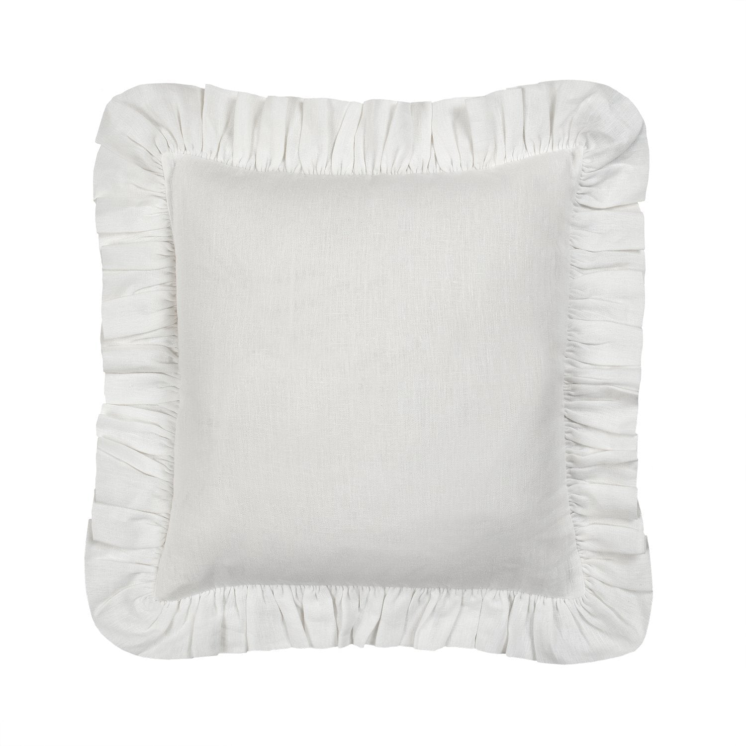 White Linen Frilly Cushion - Alice Palmer & Co