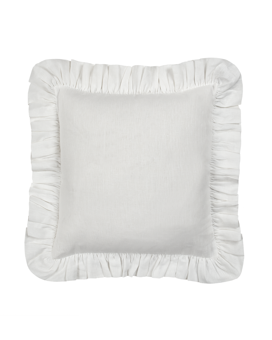 White Linen Frilly Cushion