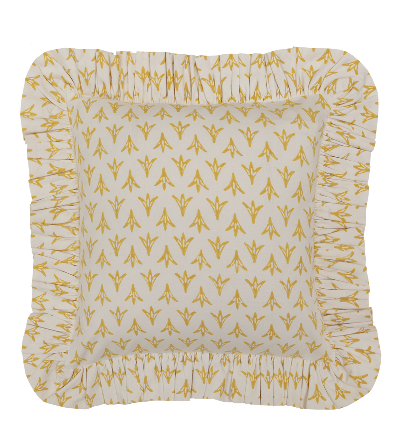 Daffodil Papaya Cotton Frilly Cushion