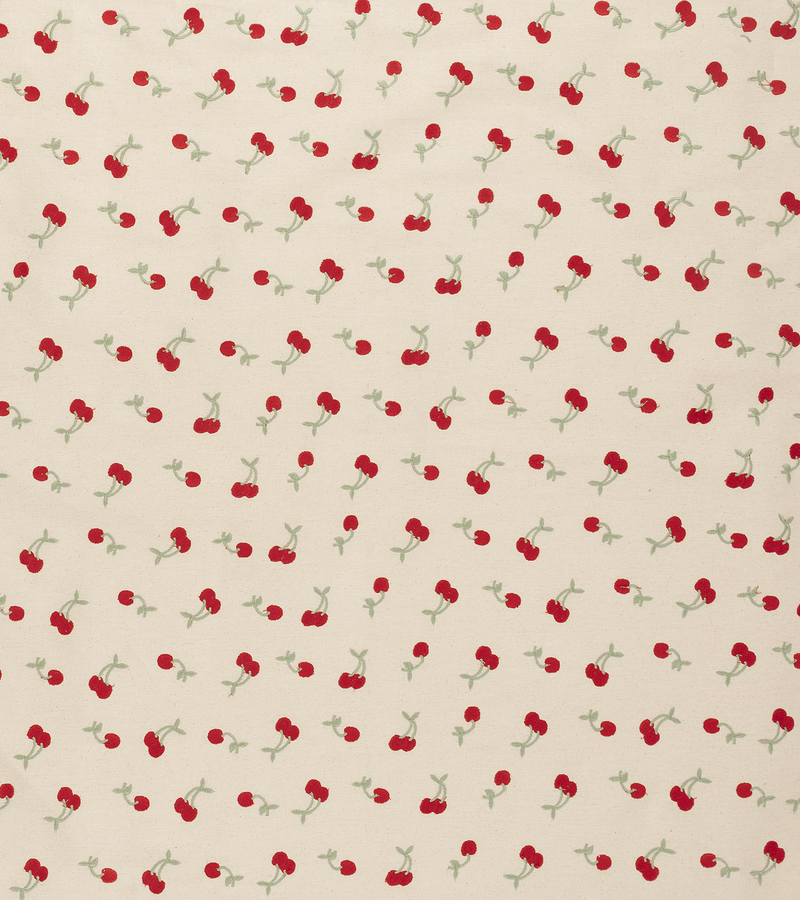 Embroidered Green Cherry Fabric