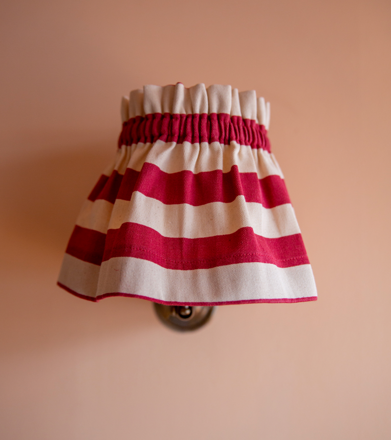 6" Tangier Red Stripe Scrunchie Lampshade