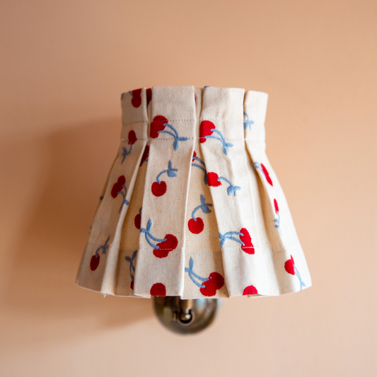 6" Embroidered Blue Cherry Candle Clip Lampshade