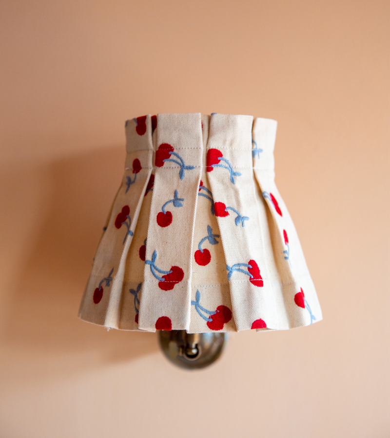 6" Embroidered Blue Cherry Candle Clip Lampshade